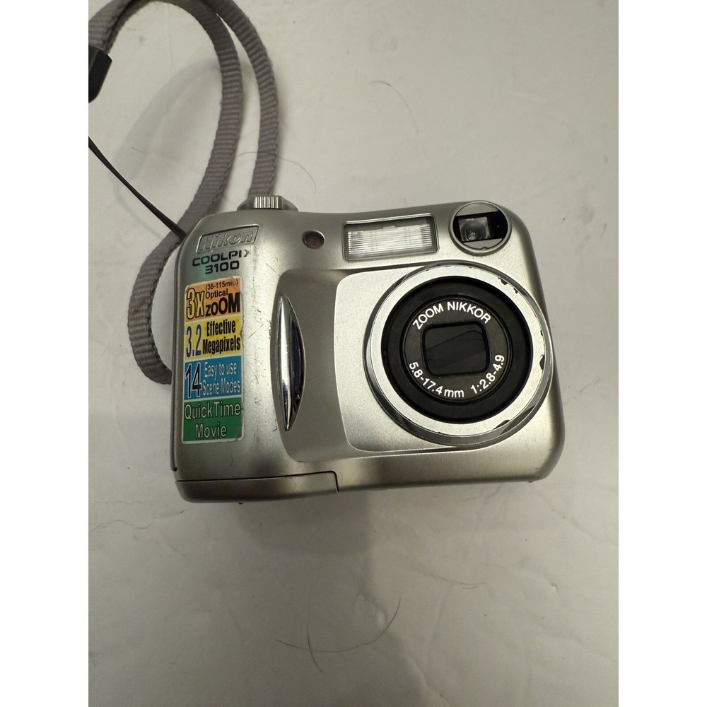 Nikon Digital Camera Coolpix 3100 3.2MP Silver Tested With Memory Card UNTESTED - Picture 4 of 16
